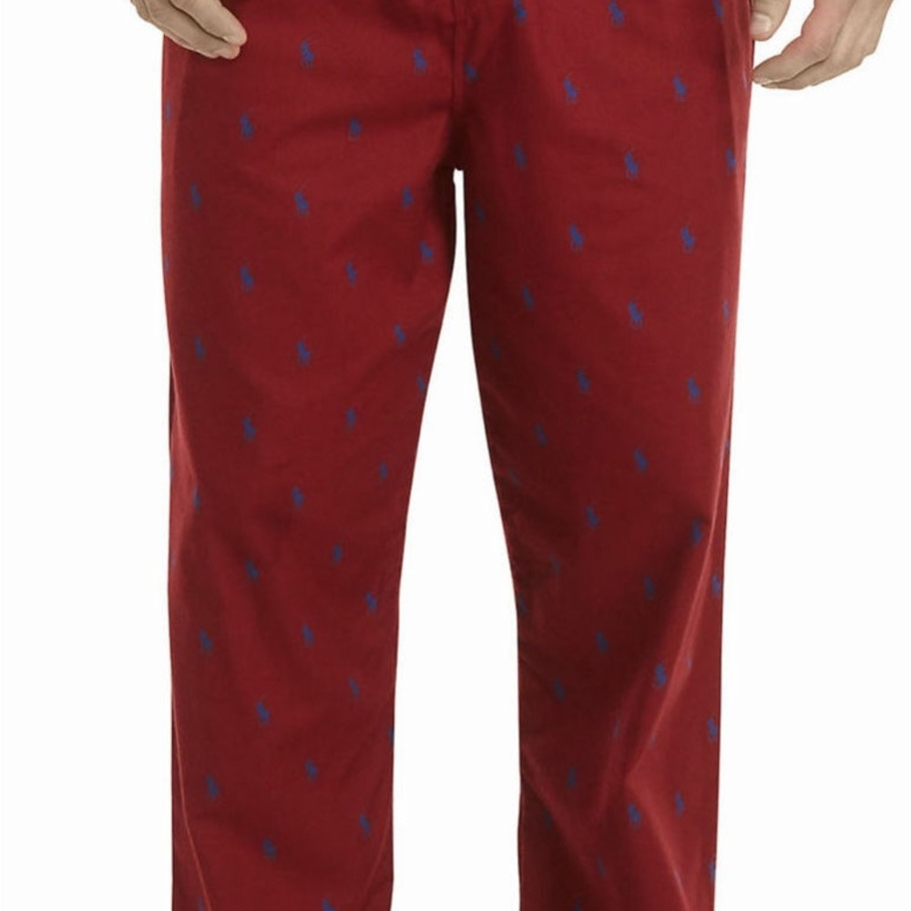 Polo by Ralph Lauren Red Sweatpants with Blue Pony Embroidery